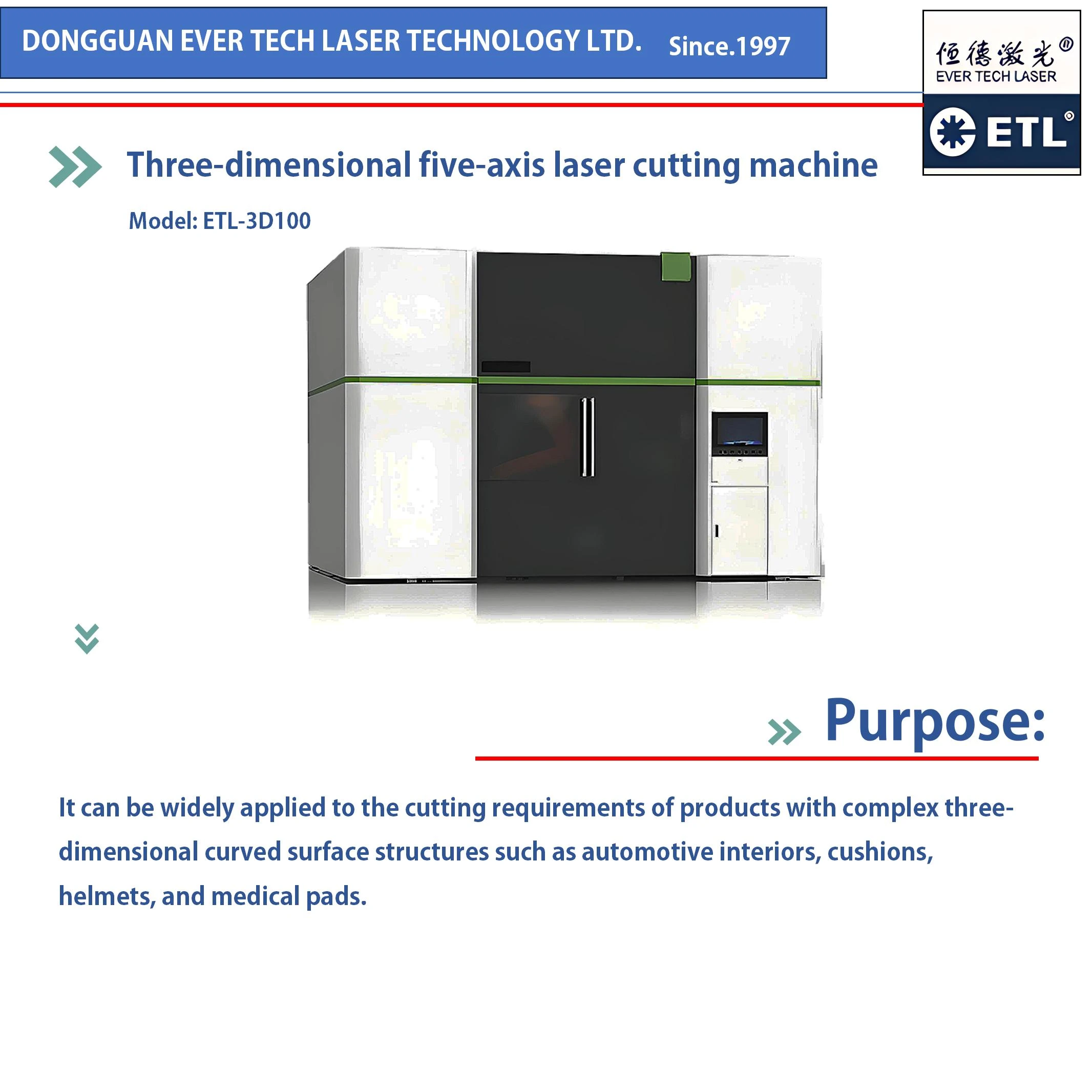 ETL-3D100 CO2 laser cutting machine with high precision laser tube for non-metal materials.