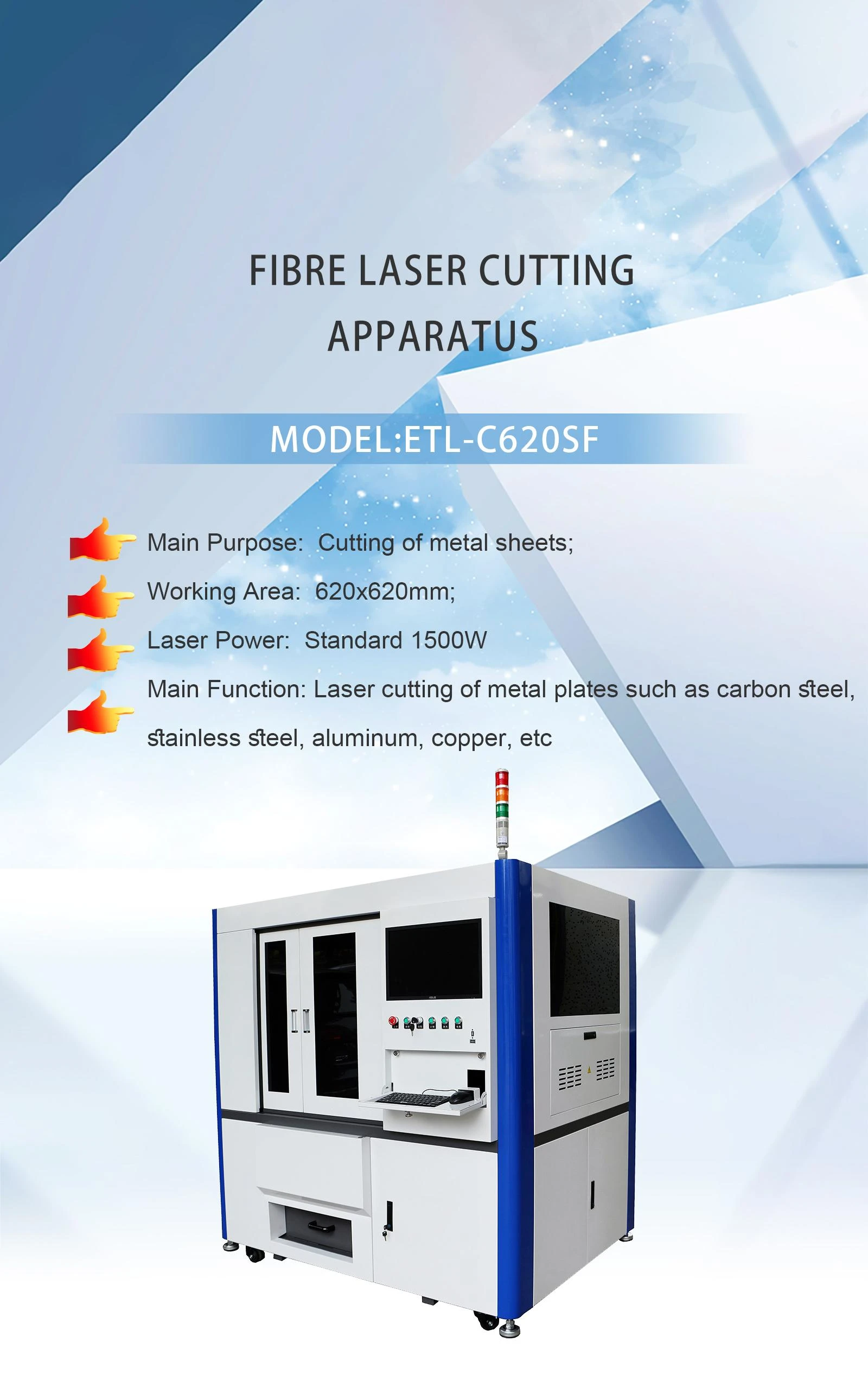 Ever Tech Laser ETL-C620SF fully enclosed fiber laser tube cutting machine featuring a high-speed bus control system and compact industrial safety design.