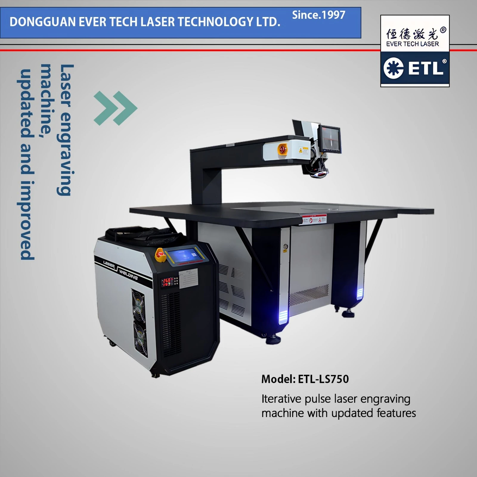 Portable ETL-LS750 fiber laser welding machine by Ever Tech Laser for on-site metal repairs.